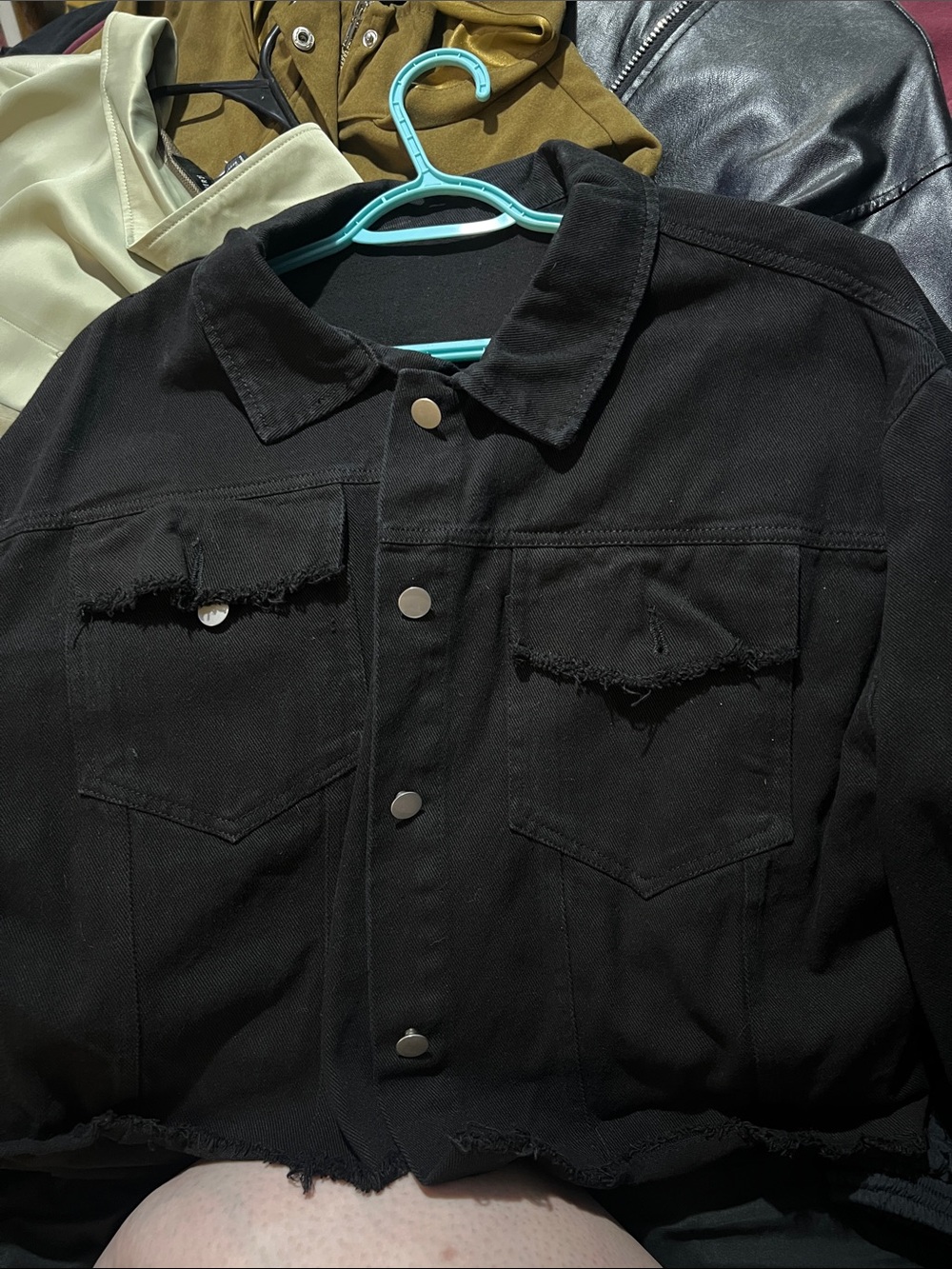 SHEIN Black Distressed Lightweight Shirt Jacket